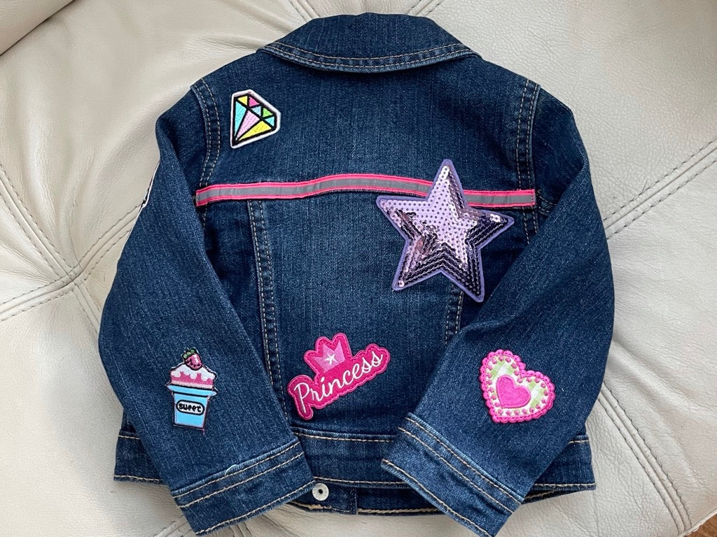 Sweet Tooth Blue Denim Jacket with Colorful Candy and Cake Patches