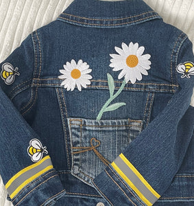 Daisies and Bumblebees Infant Girls Embellished Denim Jacket, Size 6-9MO