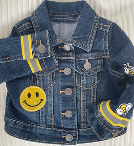 Daisies and Bumblebees Infant Girls Embellished Denim Jacket, Size 6-9MO