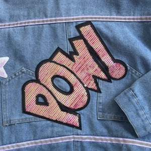 POW! Oversized Denim Jacket with Sequin Patches