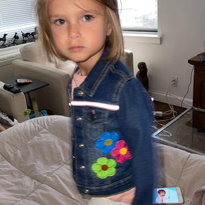 Polly Want a Jacket? One-of-a-Kind, Dark Denim Jacket w/ a Large Colorful Parrot Patch on the Back