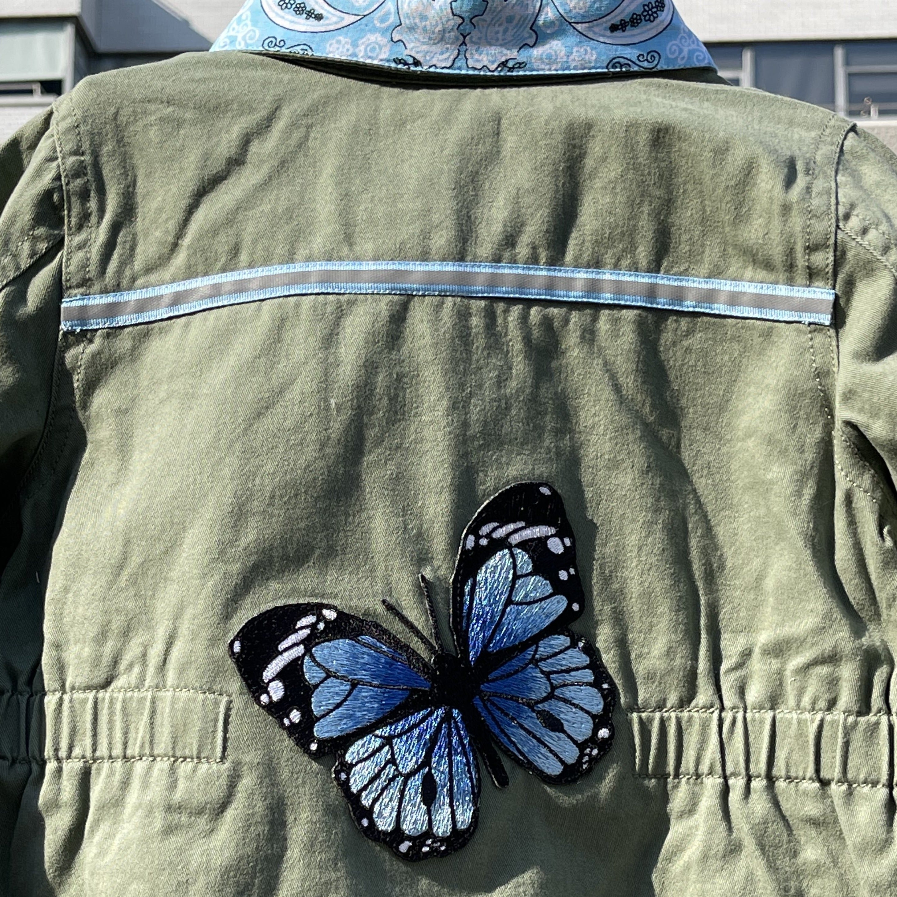 Fly Like a Butterfly, Military-Inspired Jacket w Light Blue Embellishments, Size 5T