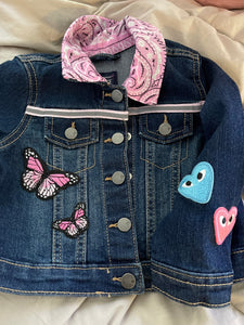 Denim with Dhalias with Butterfly Patches Size 18-24 Months