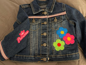 Polly Want a Jacket? One-of-a-Kind, Dark Denim Jacket w/ a Large Colorful Parrot Patch on the Back