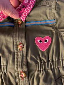 Peace Love and Happiness Army-Inspired Jacket w Colorful Patches and Emoji "LOVE" Patch, Size 18mo